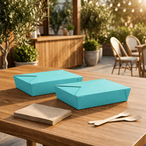 Bio Tek 49 oz Rectangle Turquoise Paper #2 Bio Box Take Out Container - 8 1/2" x 6 1/4" x 2" - 200 count box