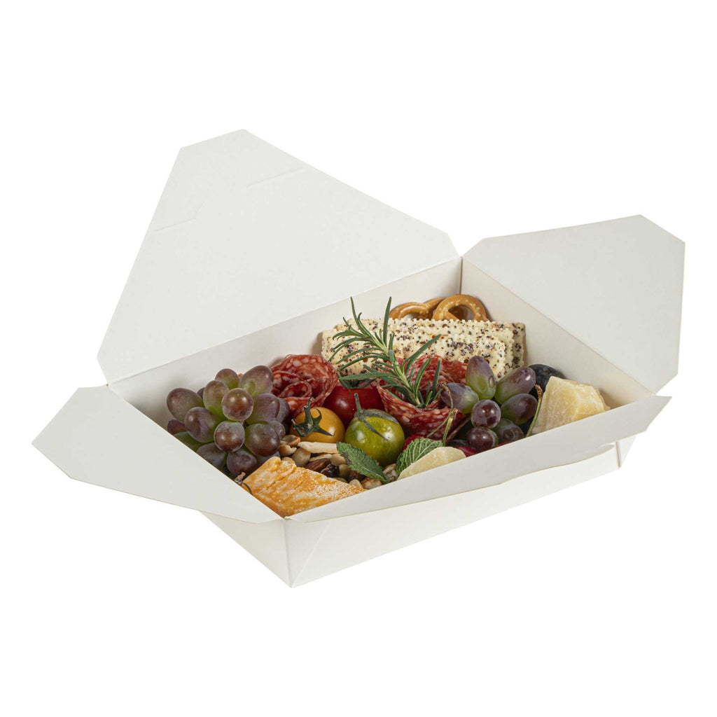 Bio Tek 49 oz Rectangle White Paper #2 Bio Box Take Out Container - 8 1/2" x 6 1/4" x 2" - 200 count box