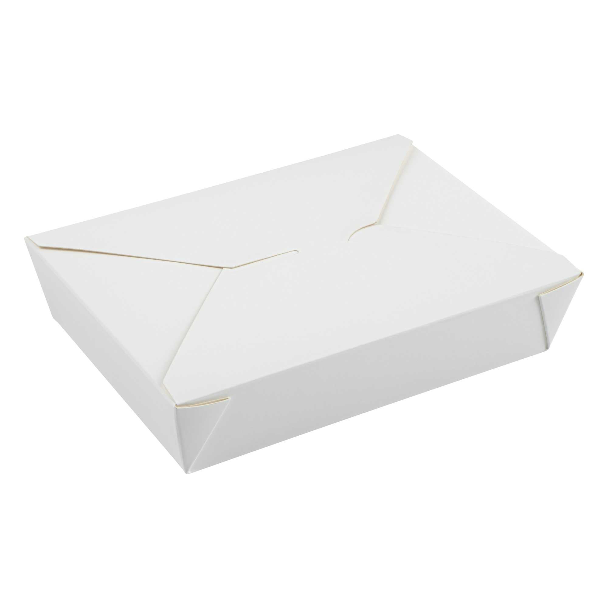 Bio Tek 49 oz Rectangle White Paper #2 Bio Box Take Out Container - 8 1/2" x 6 1/4" x 2" - 50 count box