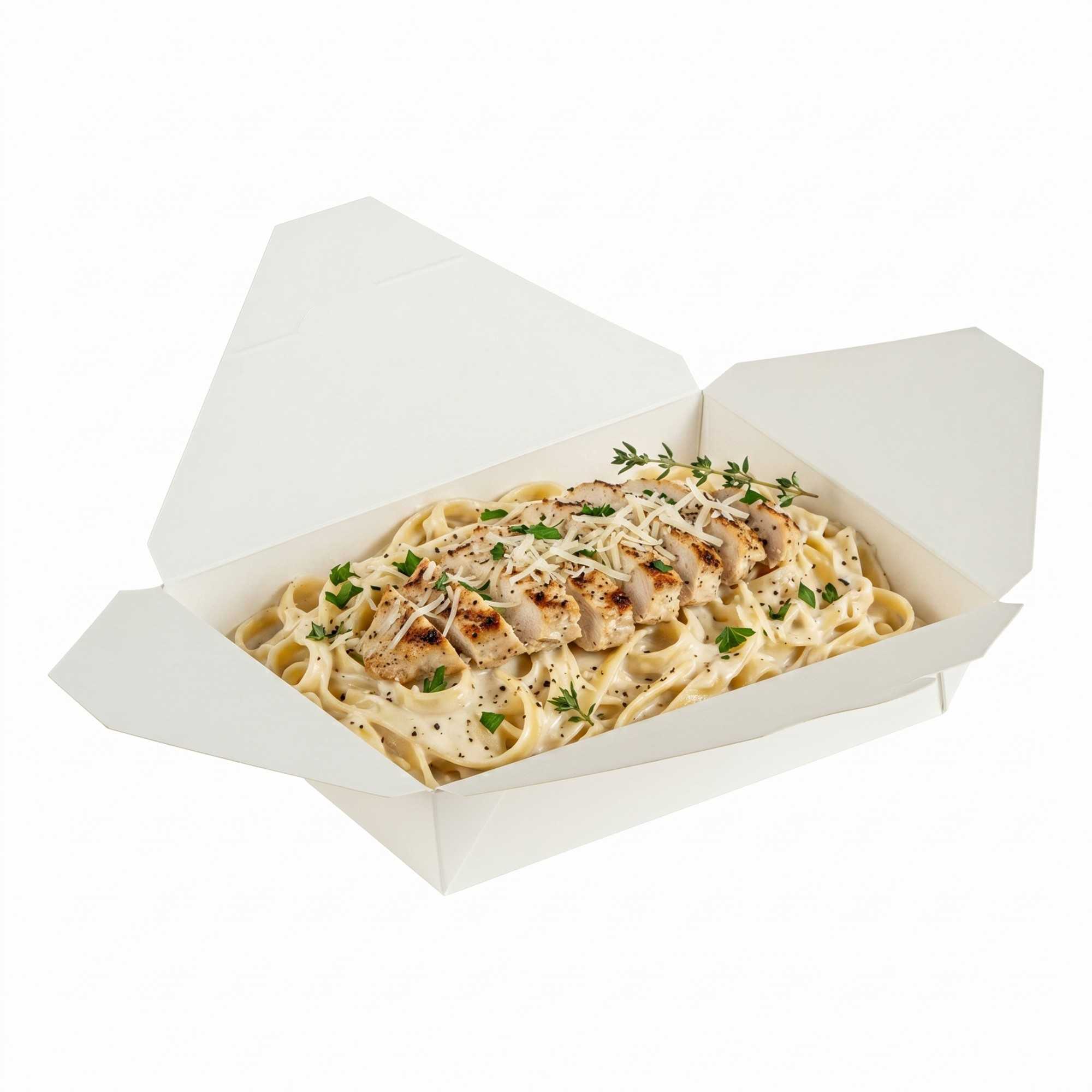 Bio Tek 49 oz Rectangle White Paper #2 Bio Box Take Out Container - 8 1/2" x 6 1/4" x 2" - 200 count box