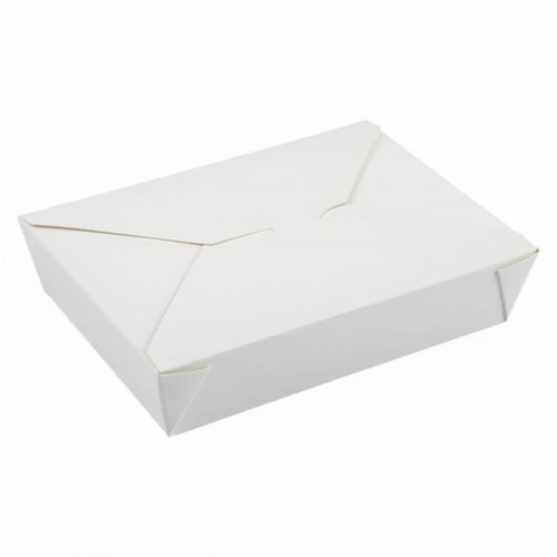 Bio Tek 49 oz Rectangle White Paper #2 Bio Box Take Out Container - 8 1/2" x 6 1/4" x 2" - 200 count box