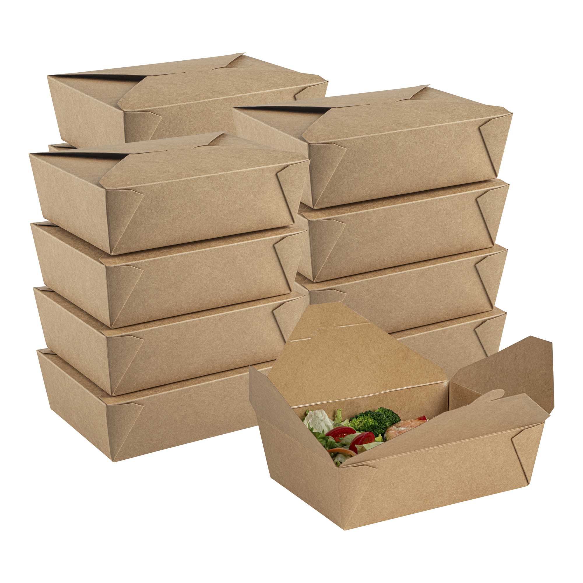 Bio Tek 71 oz Rectangle Kraft Paper #3 Bio Box Take Out Container - 8 1/2" x 6 1/4" x 2 1/2" - 200 count box