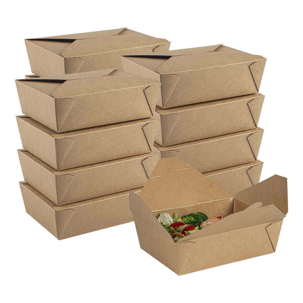 Bio Tek 71 oz Rectangle Kraft Paper #3 Bio Box Take Out Container - 8 1/2" x 6 1/4" x 2 1/2" - 50 count box