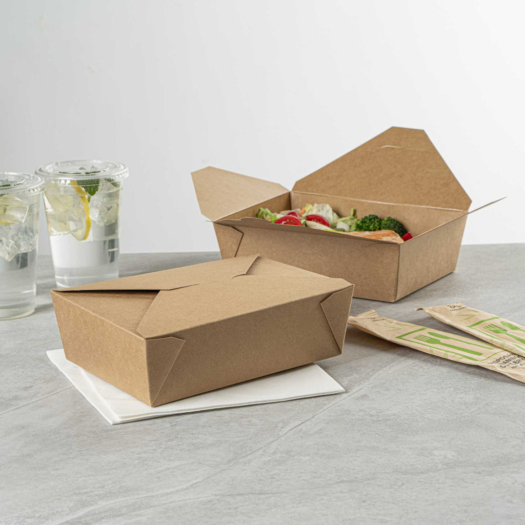 Bio Tek 71 oz Rectangle Kraft Paper #3 Bio Box Take Out Container - 8 1/2" x 6 1/4" x 2 1/2" - 200 count box