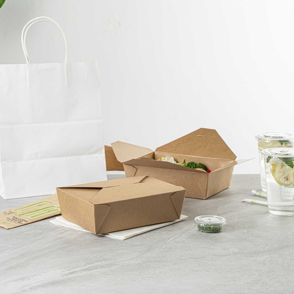 Bio Tek 71 oz Rectangle Kraft Paper #3 Bio Box Take Out Container - 8 1/2" x 6 1/4" x 2 1/2" - 200 count box