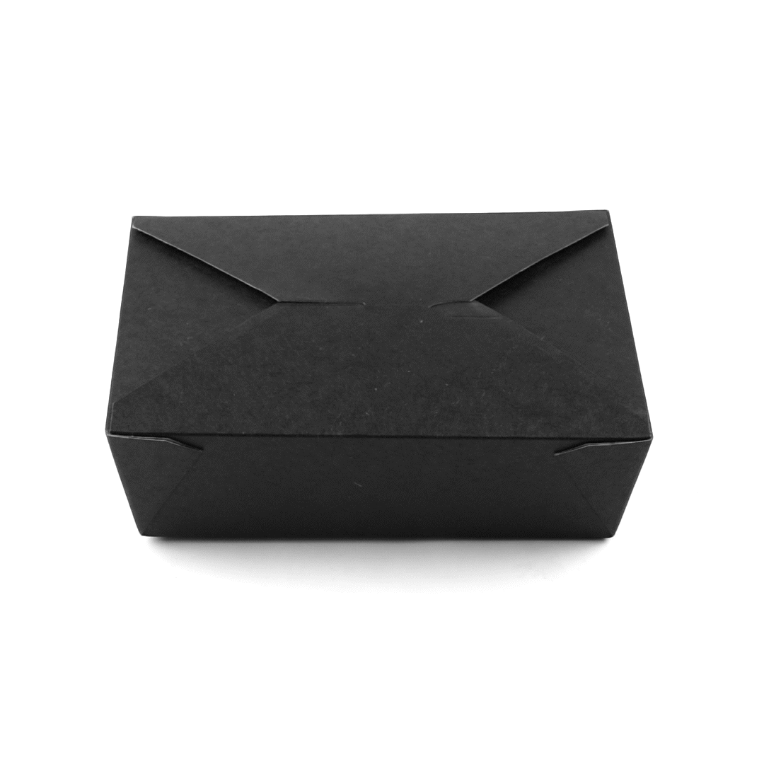Bio Tek 71 oz Rectangle Black Paper #3 Bio Box Take Out Container - 8 1/2" x 6 1/4" x 2 1/2" - 50 count box
