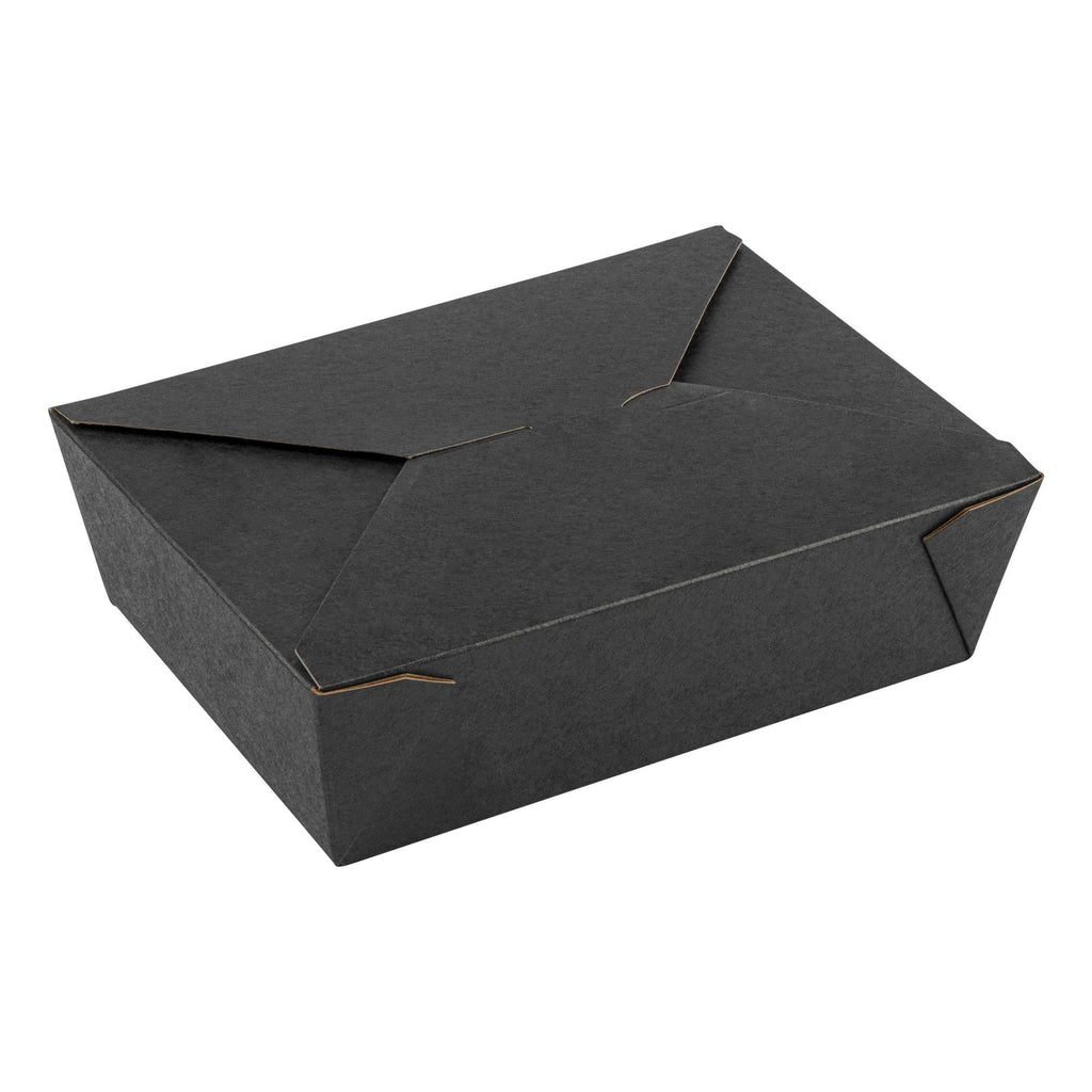 Bio Tek 71 oz Rectangle Black Paper #3 Bio Box Take Out Container - 8 1/2" x 6 1/4" x 2 1/2" - 50 count box