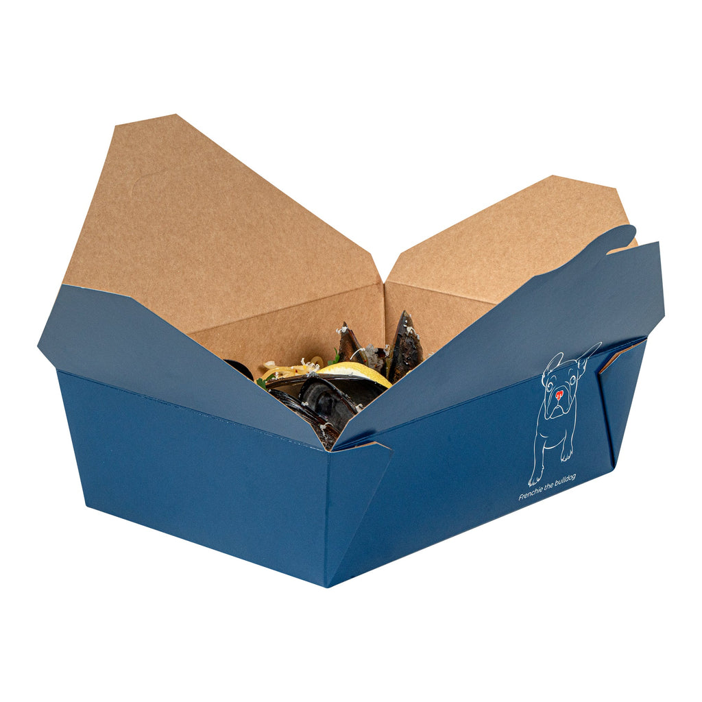 Bio Tek 71 oz Rectangle Frenchie Paper #3 Bio Box Take Out Container - 8 1/2" x 6 1/4" x 2 1/2" -50 count box