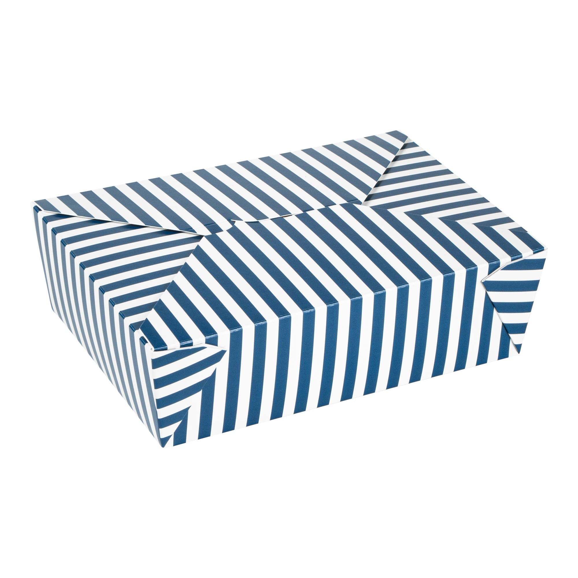 Bio Tek 71 oz Rectangle Blue and White Stripe Paper #3 Bio Box Take Out Container - 8 1/2" x 6 1/4" x 2 1/2" -50 count box