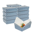 Bio Tek 71 oz Rectangle Blue and White Stripe Paper #3 Bio Box Take Out Container - 8 1/2" x 6 1/4" x 2 1/2" -50 count box
