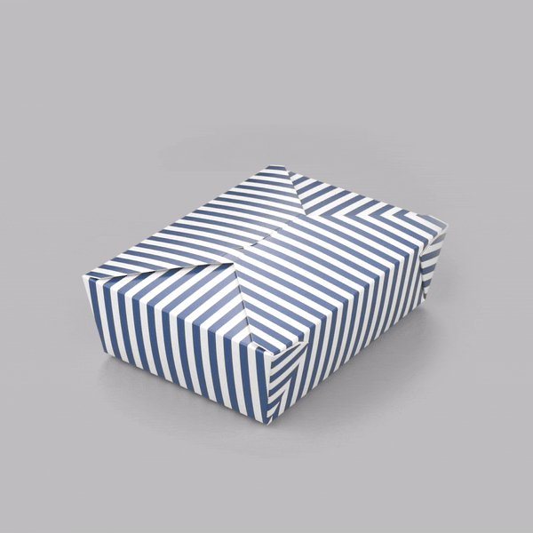 Bio Tek 71 oz Rectangle Blue and White Stripe Paper #3 Bio Box Take Out Container - 8 1/2" x 6 1/4" x 2 1/2" -50 count box