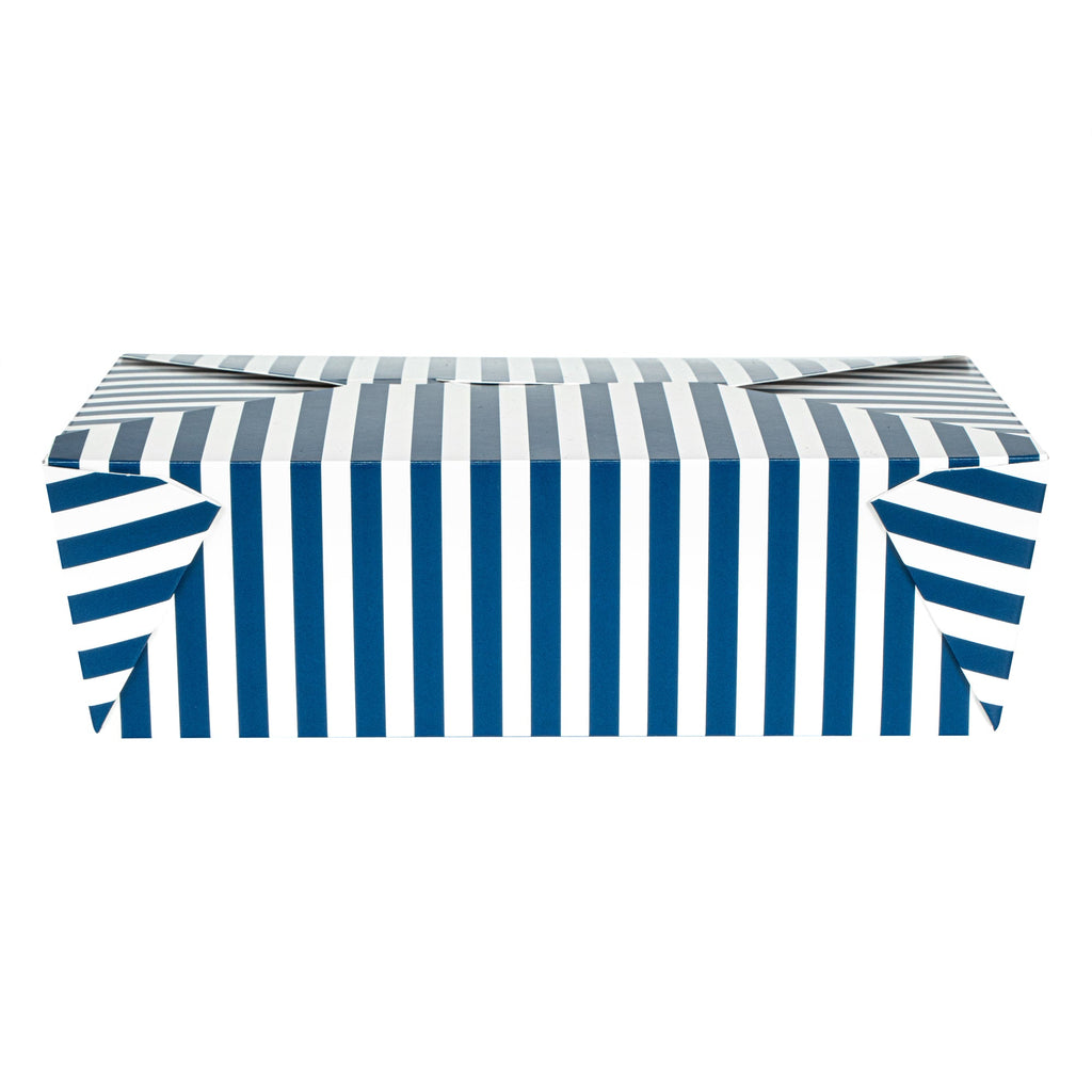 Bio Tek 71 oz Rectangle Blue and White Stripe Paper #3 Bio Box Take Out Container - 8 1/2" x 6 1/4" x 2 1/2" -50 count box