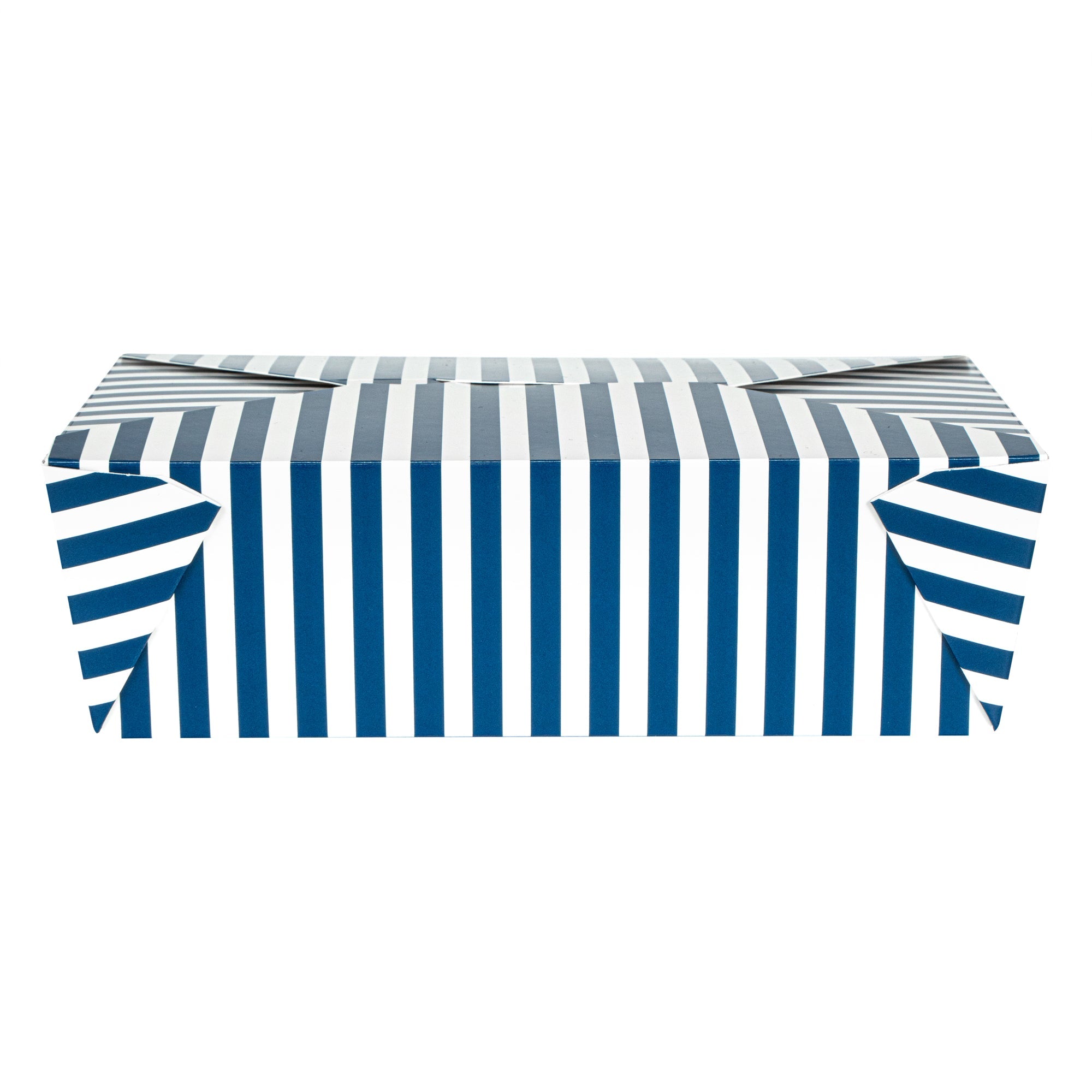 Bio Tek 71 oz Rectangle Blue and White Stripe Paper #3 Bio Box Take Out Container - 8 1/2" x 6 1/4" x 2 1/2" -50 count box