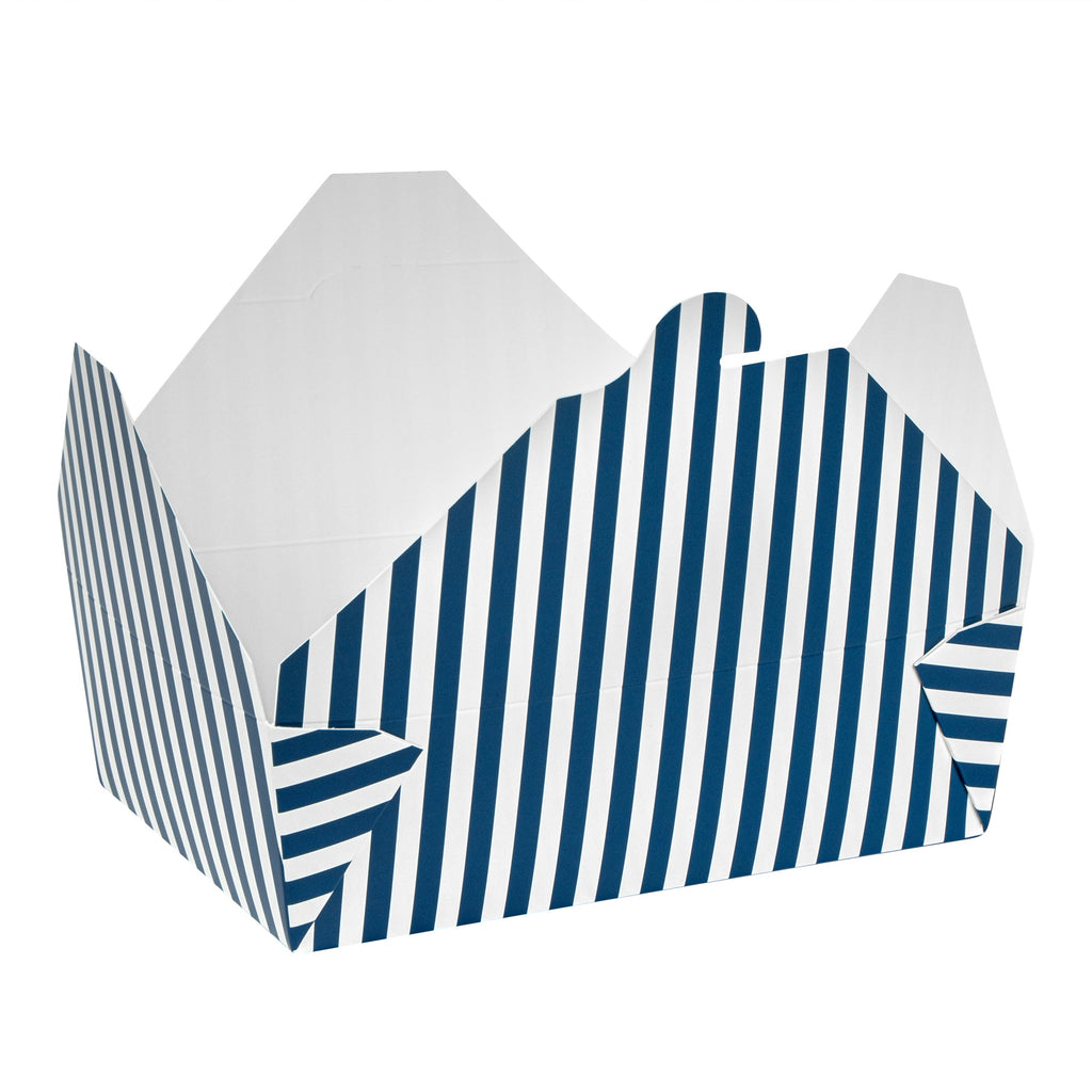 Bio Tek 71 oz Rectangle Blue and White Stripe Paper #3 Bio Box Take Out Container - 8 1/2" x 6 1/4" x 2 1/2" -50 count box