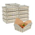 Bio Tek 71 oz Rectangle Plaid Paper #3 Bio Box Take Out Container - 8 1/2" x 6 1/4" x 2 1/2" - 200 count box