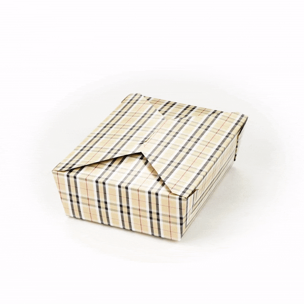 Bio Tek 71 oz Rectangle Plaid Paper #3 Bio Box Take Out Container - 8 1/2" x 6 1/4" x 2 1/2" - 200 count box