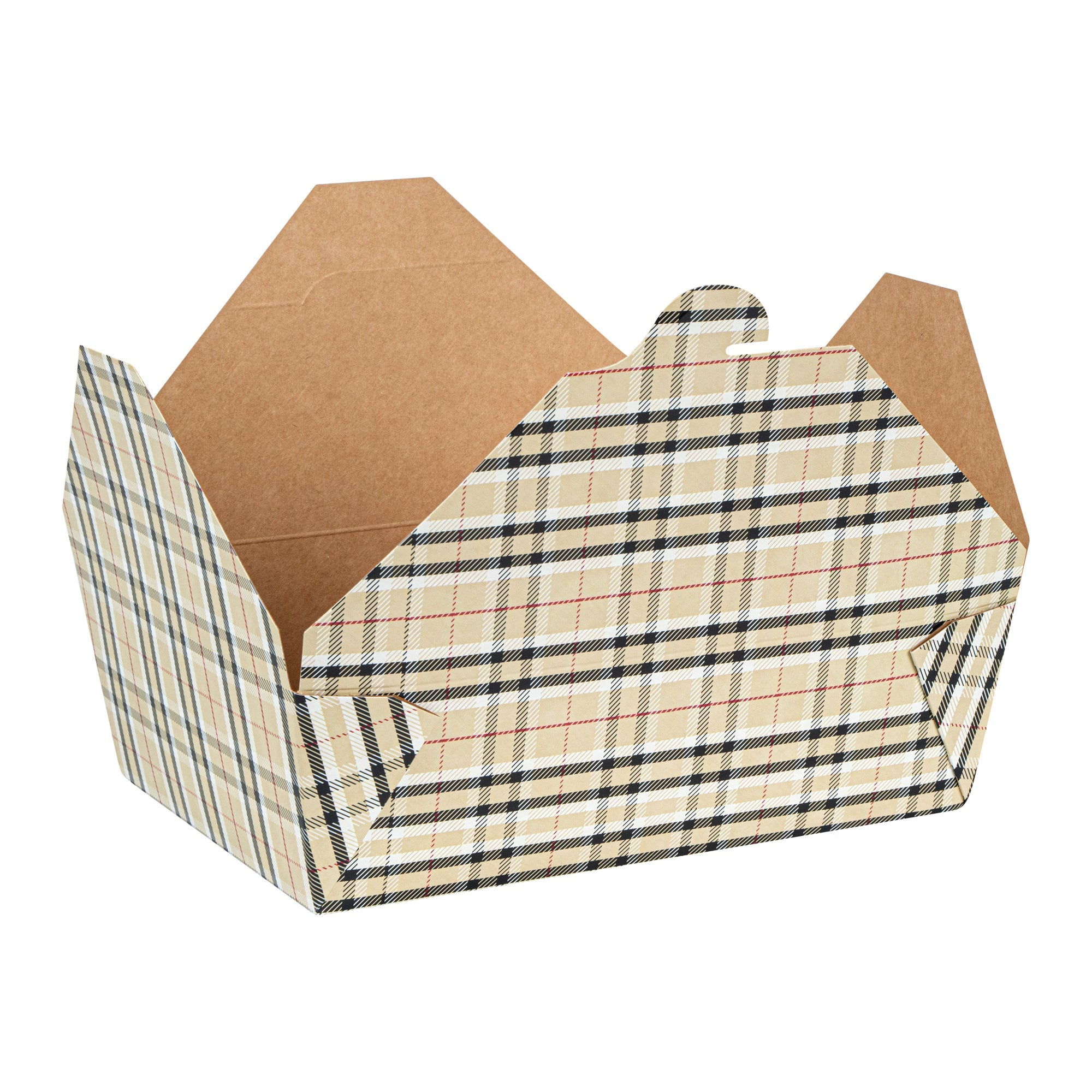 Bio Tek 71 oz Rectangle Plaid Paper #3 Bio Box Take Out Container - 8 1/2" x 6 1/4" x 2 1/2" - 200 count box
