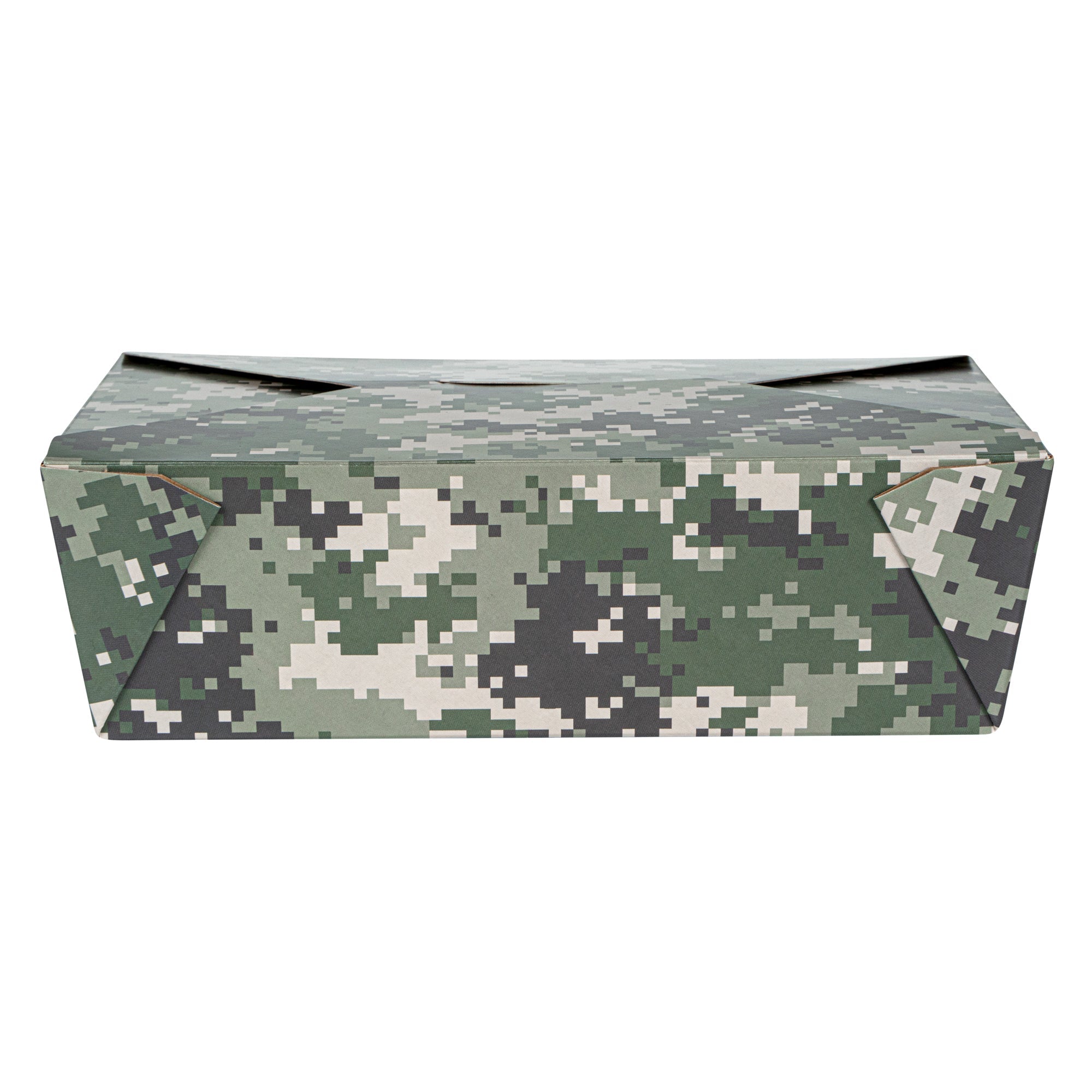 Bio Tek 71 oz Rectangle Camouflage Paper #3 Bio Box Take Out Container - 8 1/2" x 6 1/4" x 2 1/2" - 200 count box