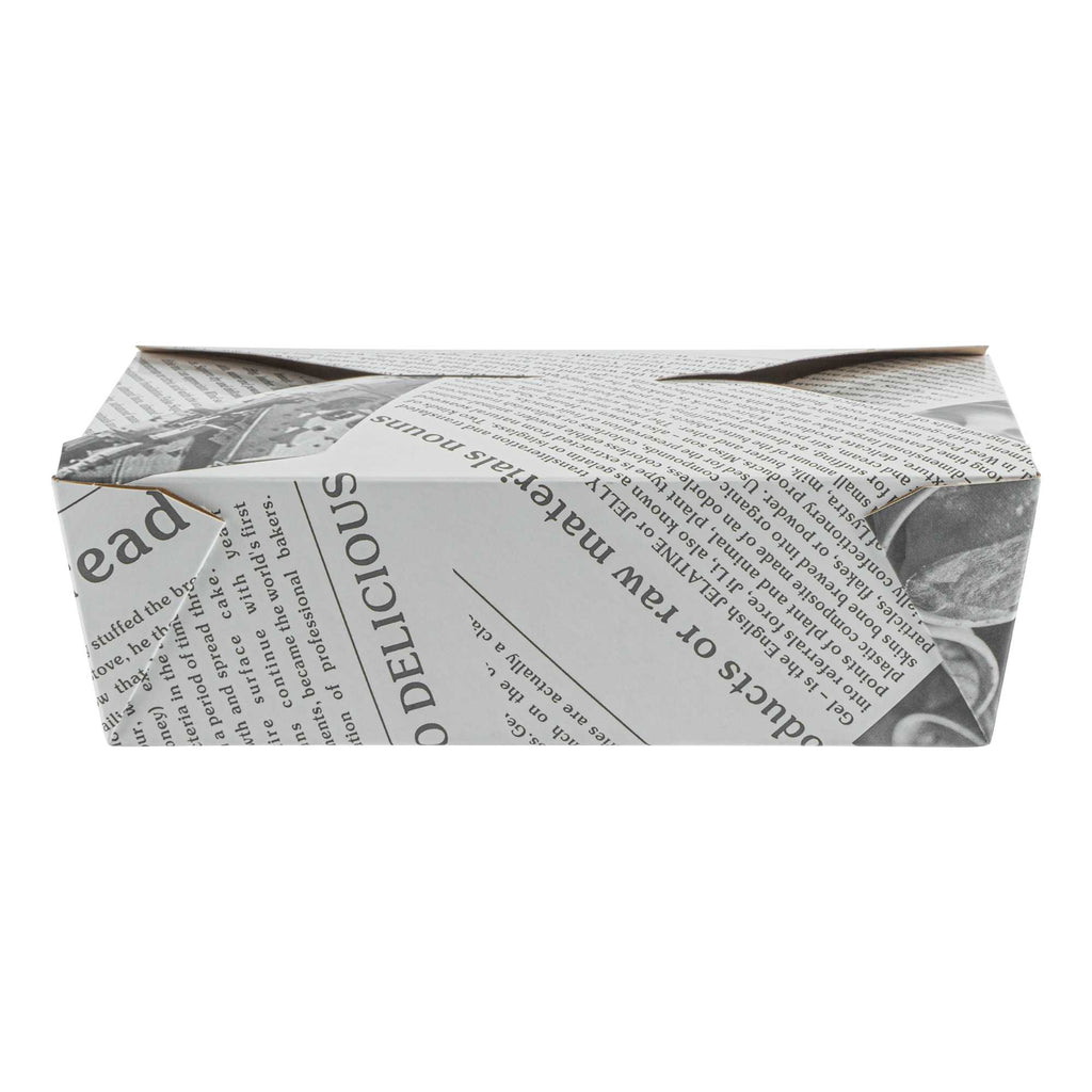 Bio Tek 71 oz Rectangle Newsprint Paper Bio Box Take Out Container - 8 1/2" x 6 1/4" x 2 1/2" - 50 count box