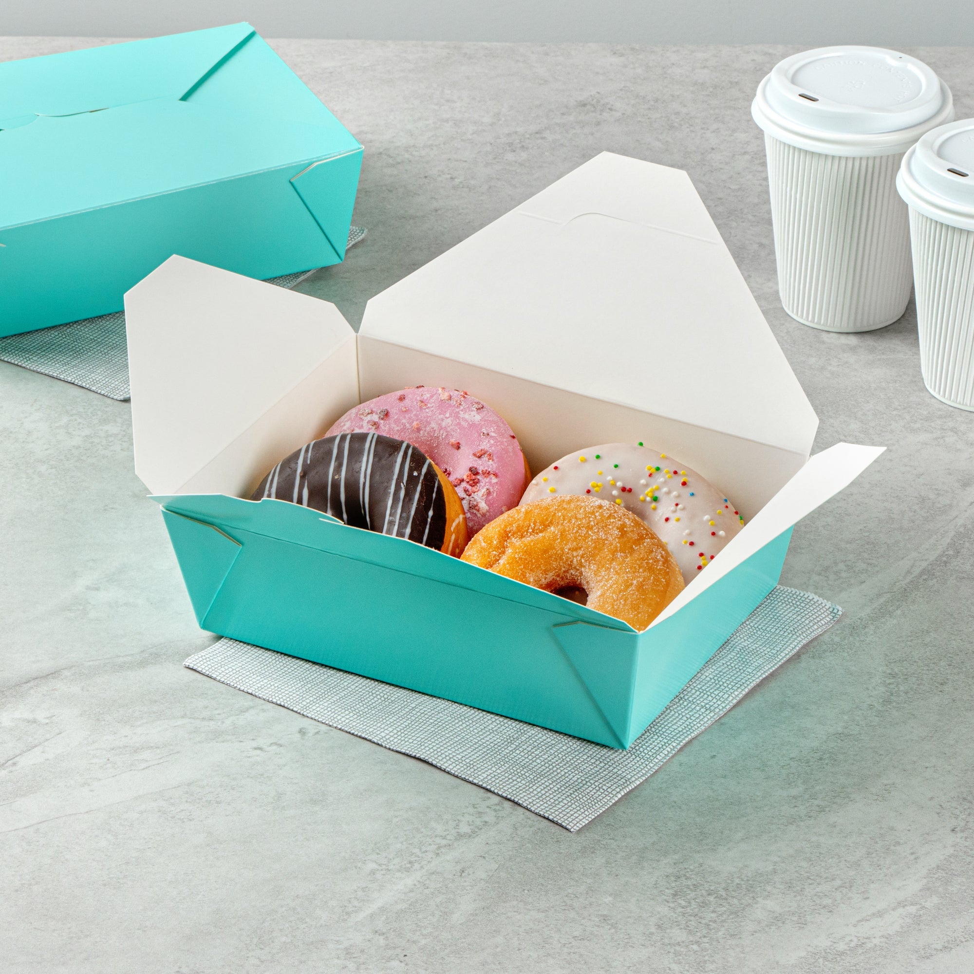 Bio Tek 71 oz Rectangle Turquoise Paper #3 Bio Box Take Out Container - 8 1/2" x 6 1/4" x 2 1/2" - 200 count box