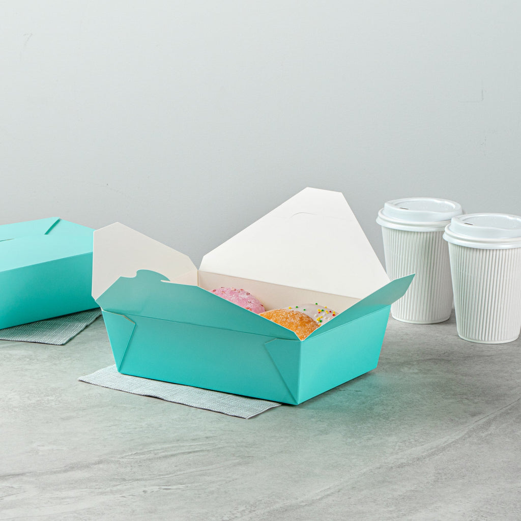 Bio Tek 71 oz Rectangle Turquoise Paper #3 Bio Box Take Out Container - 8 1/2" x 6 1/4" x 2 1/2" -50 count box
