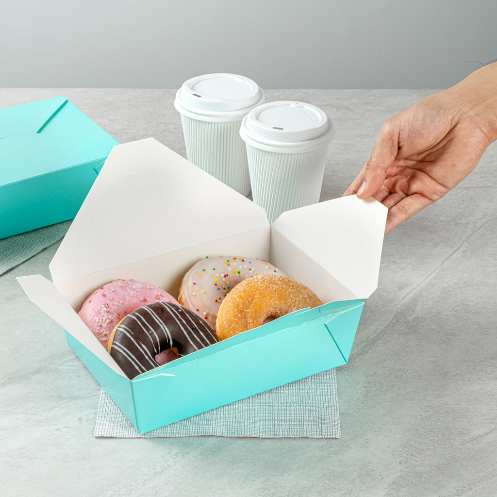 Bio Tek 71 oz Rectangle Turquoise Paper #3 Bio Box Take Out Container - 8 1/2" x 6 1/4" x 2 1/2" - 200 count box