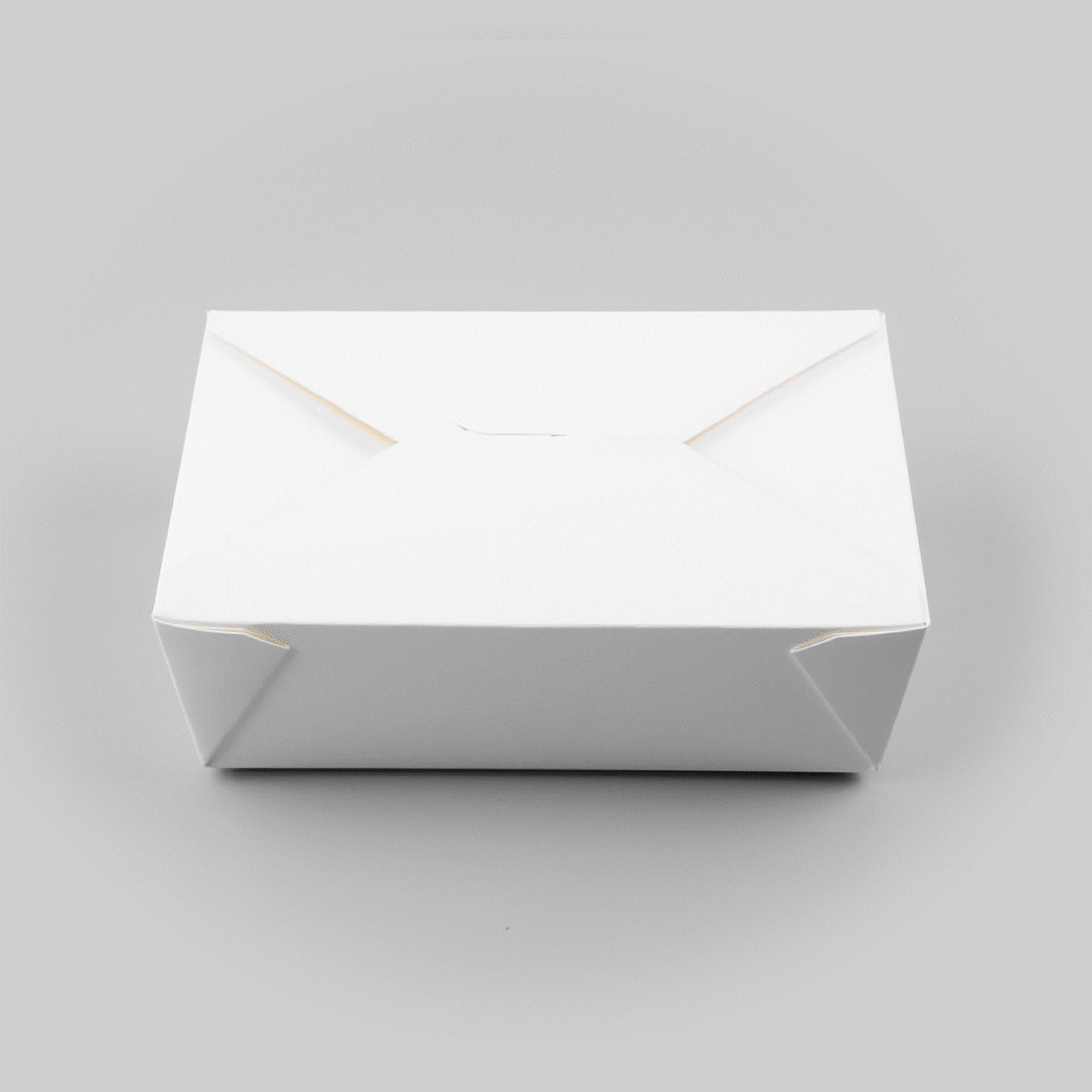Bio Tek 71 oz Rectangle White Paper #3 Bio Box Take Out Container - 8 1/2" x 6 1/4" x 2 1/2" - 50 count box