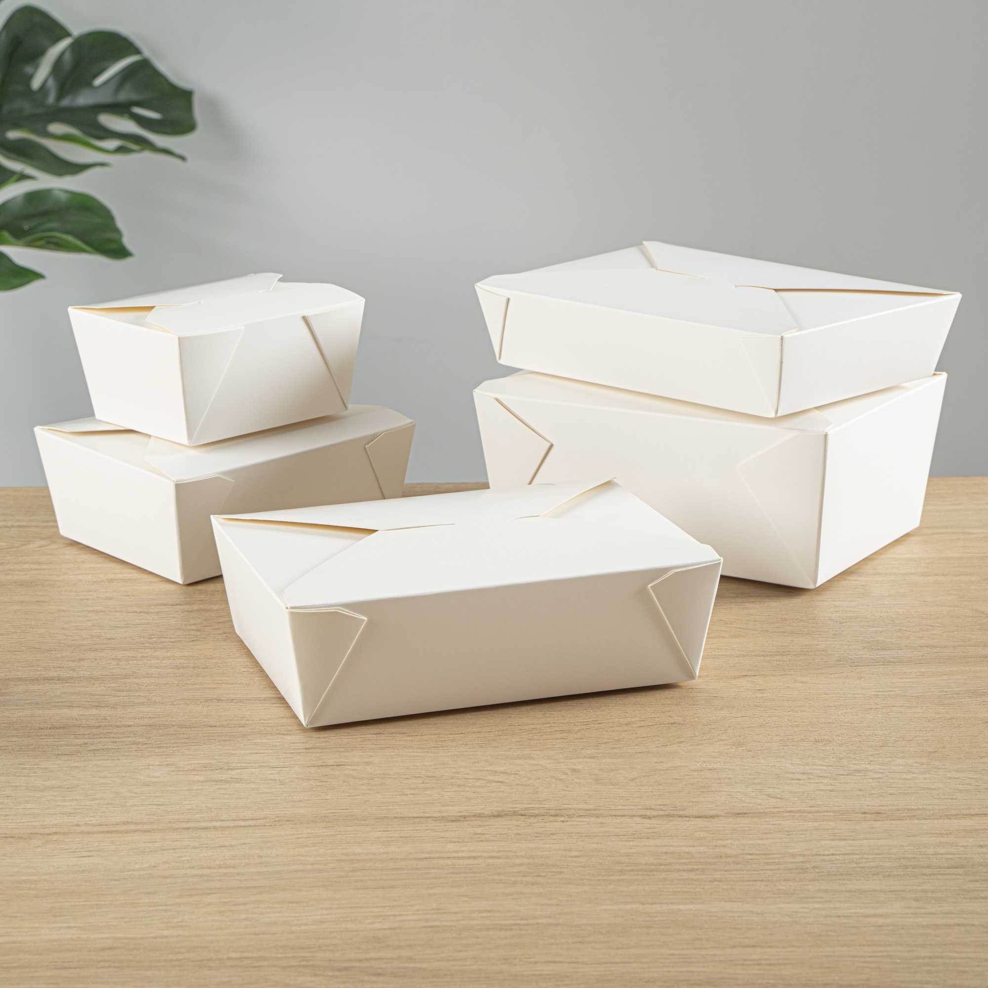 Bio Tek 71 oz Rectangle White Paper #3 Bio Box Take Out Container - 8 1/2" x 6 1/4" x 2 1/2" - 50 count box