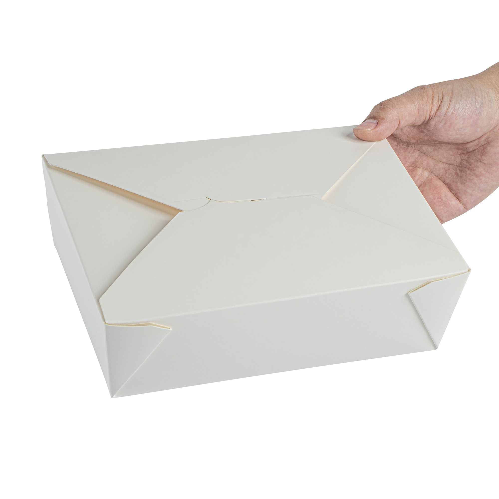 Bio Tek 71 oz Rectangle White Paper #3 Bio Box Take Out Container - 8 1/2" x 6 1/4" x 2 1/2" - 200 count box