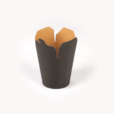Bio Tek 16 oz Round Black Paper Noodle Take Out Container - 3 1/4" x 3" x 4" - 200 count box
