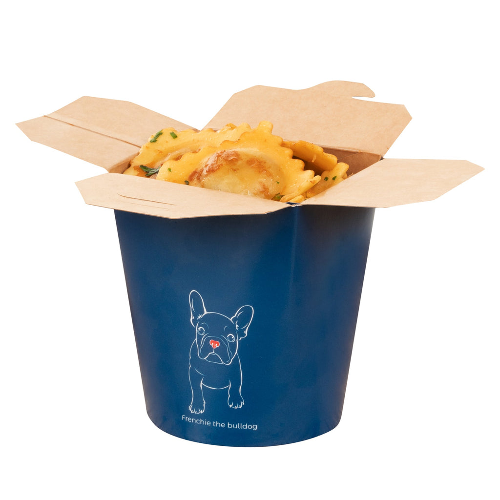 Bio Tek 16 oz Round Frenchie Paper Noodle Take Out Container - 3 1/4" x 3" x 4" -50 count box