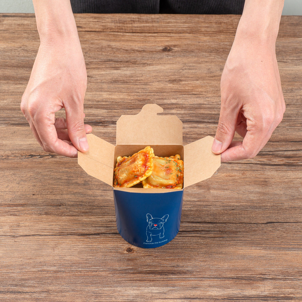 Bio Tek 16 oz Round Frenchie Paper Noodle Take Out Container - 3 1/4" x 3" x 4" - 200 count box