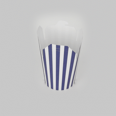 Bio Tek 16 oz Round Blue and White Stripe Paper Noodle Take Out Container - 3 1/4" x 3" x 4" -50 count box