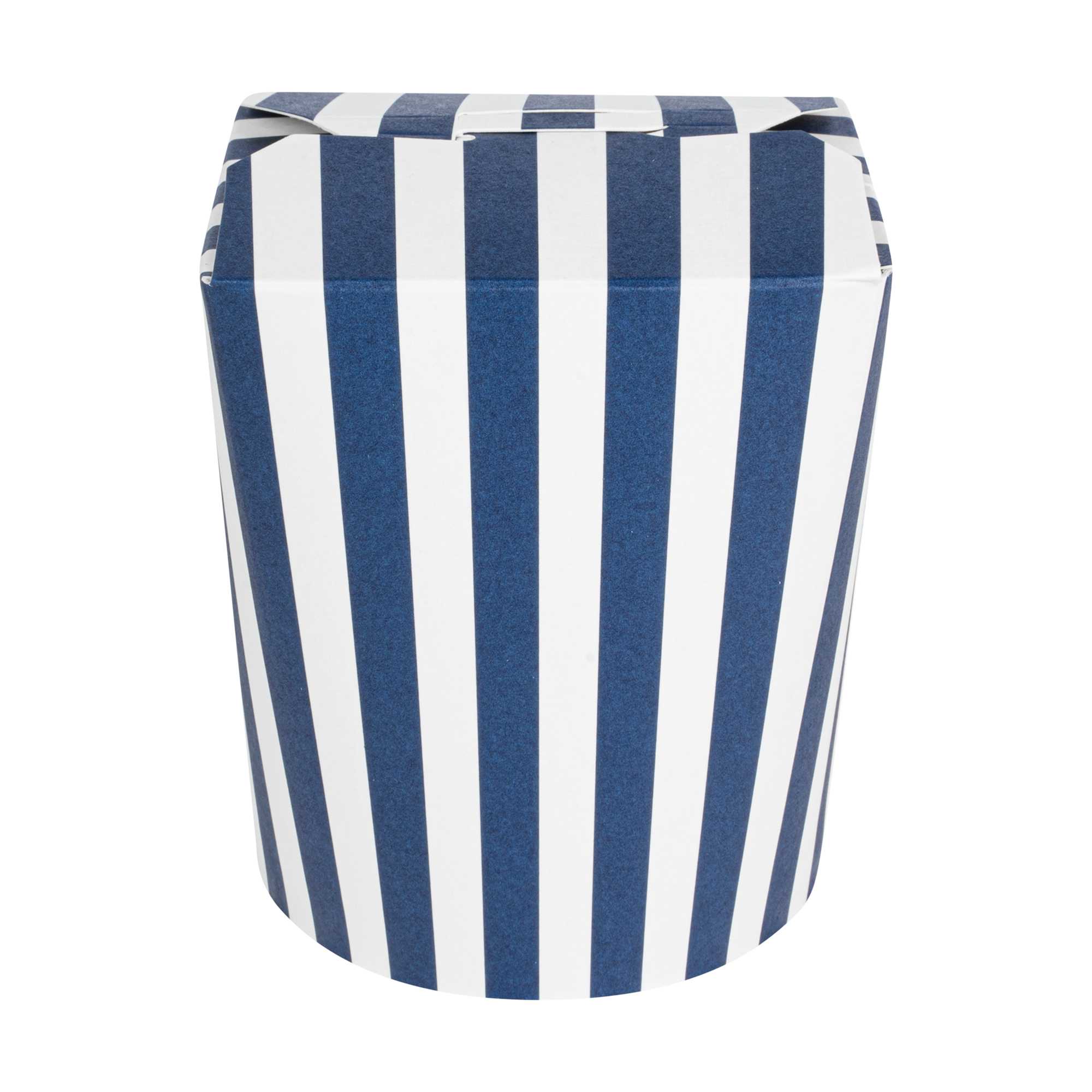 Bio Tek 16 oz Round Blue and White Stripe Paper Noodle Take Out Container - 3 1/4" x 3" x 4" -50 count box