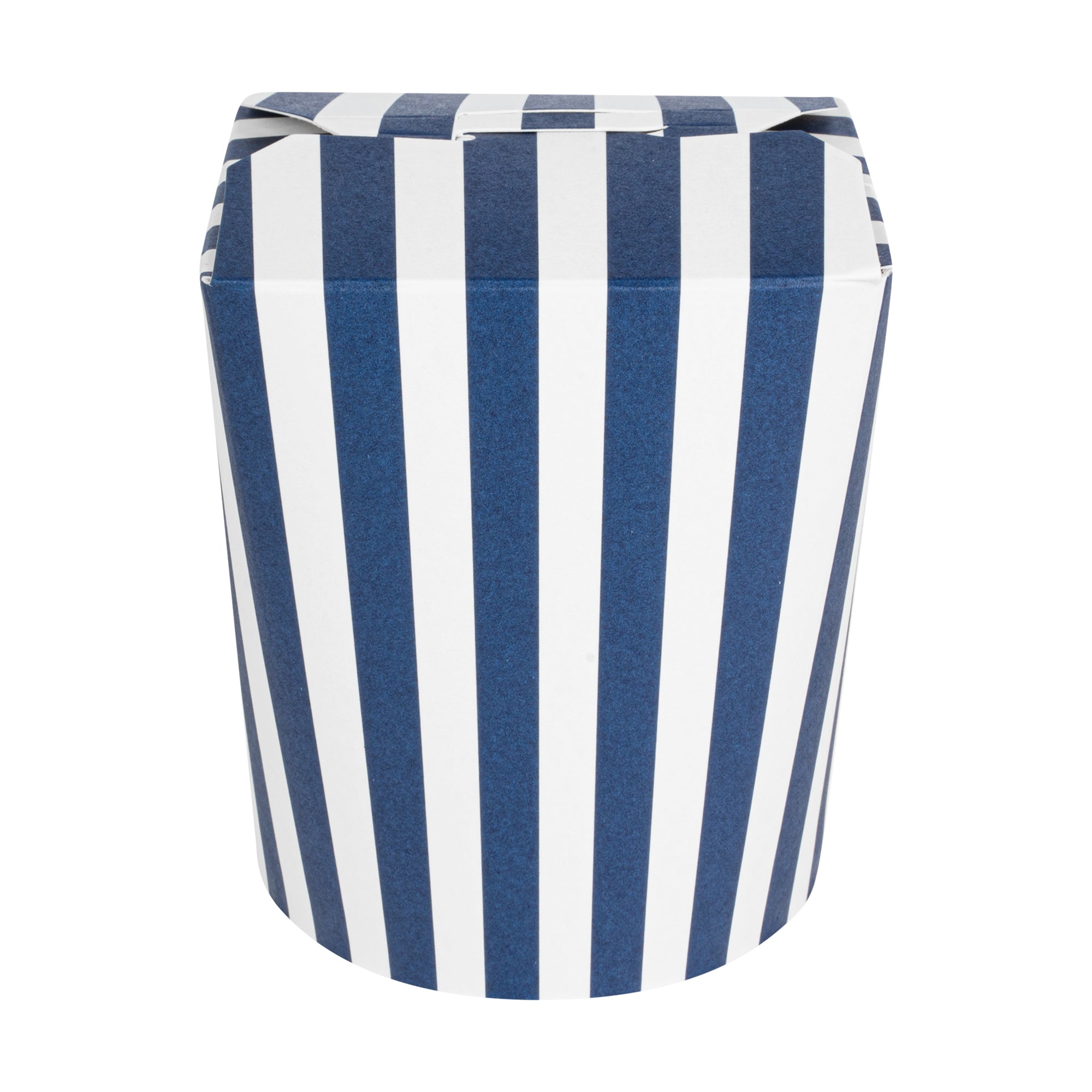 Bio Tek 16 oz Round Blue and White Stripe Paper Noodle Take Out Container - 3 1/4" x 3" x 4" - 200 count box