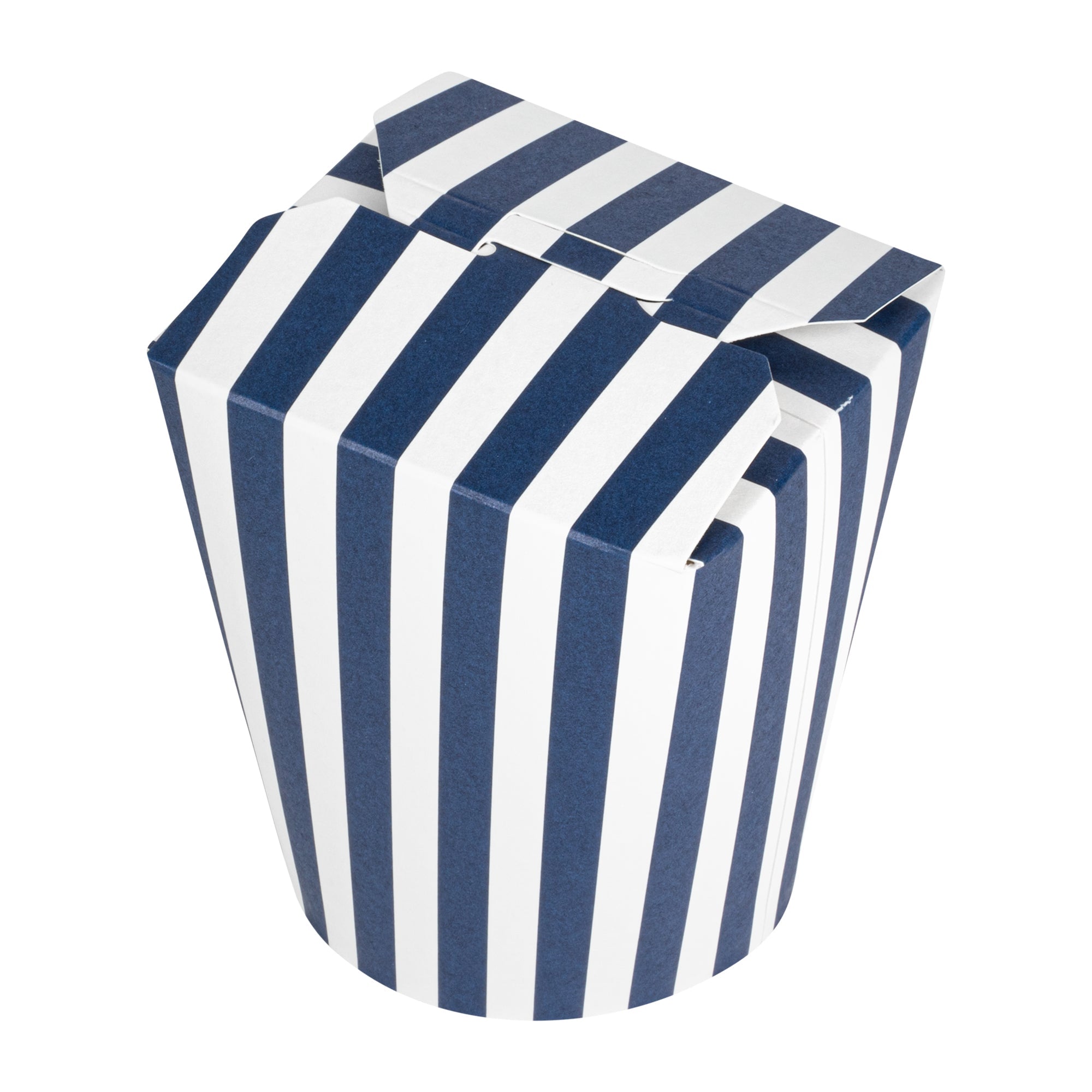 Bio Tek 16 oz Round Blue and White Stripe Paper Noodle Take Out Container - 3 1/4" x 3" x 4" - 200 count box