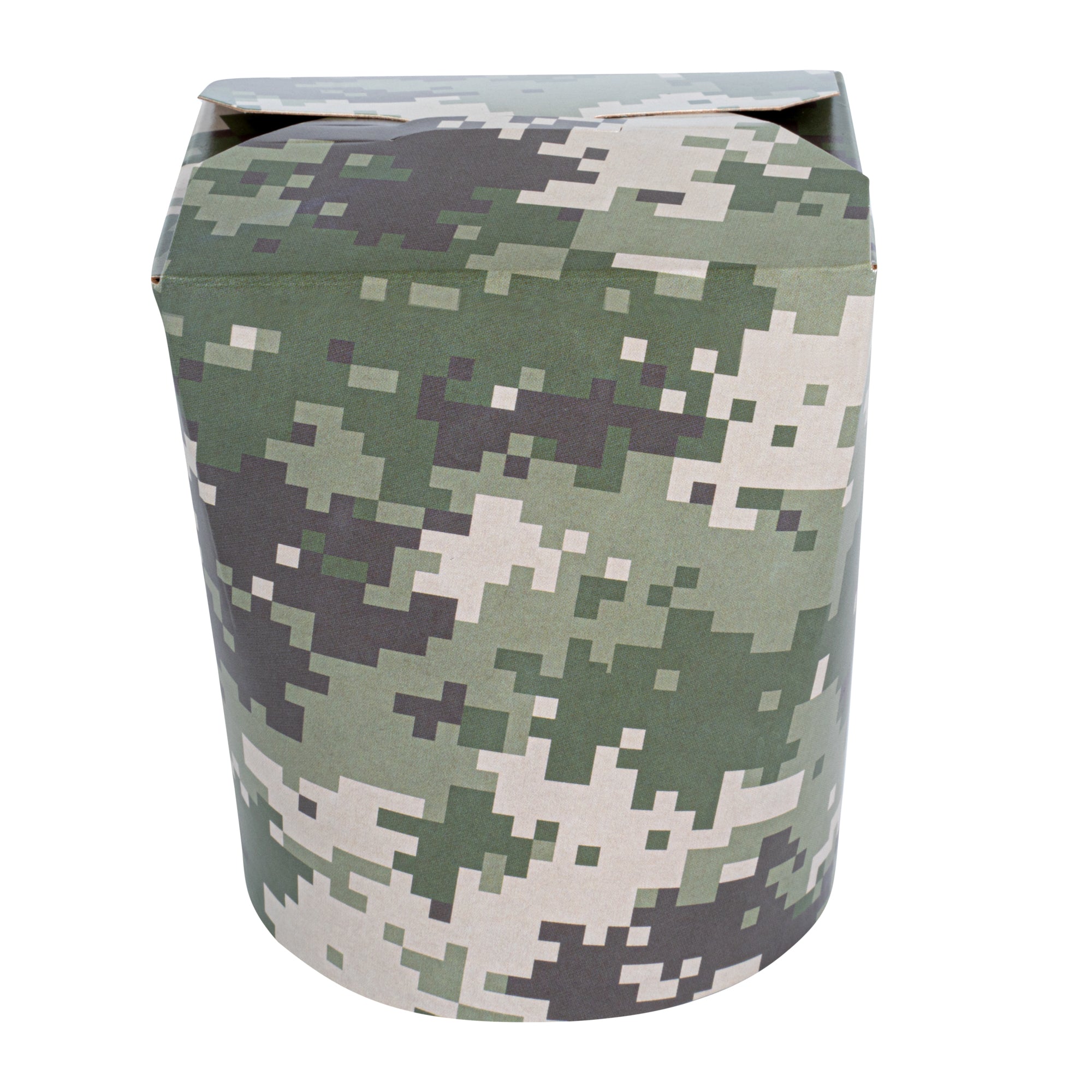 Bio Tek 16 oz Round Camouflage Paper Noodle Take Out Container - 3 1/4" x 3" x 4" -50 count box