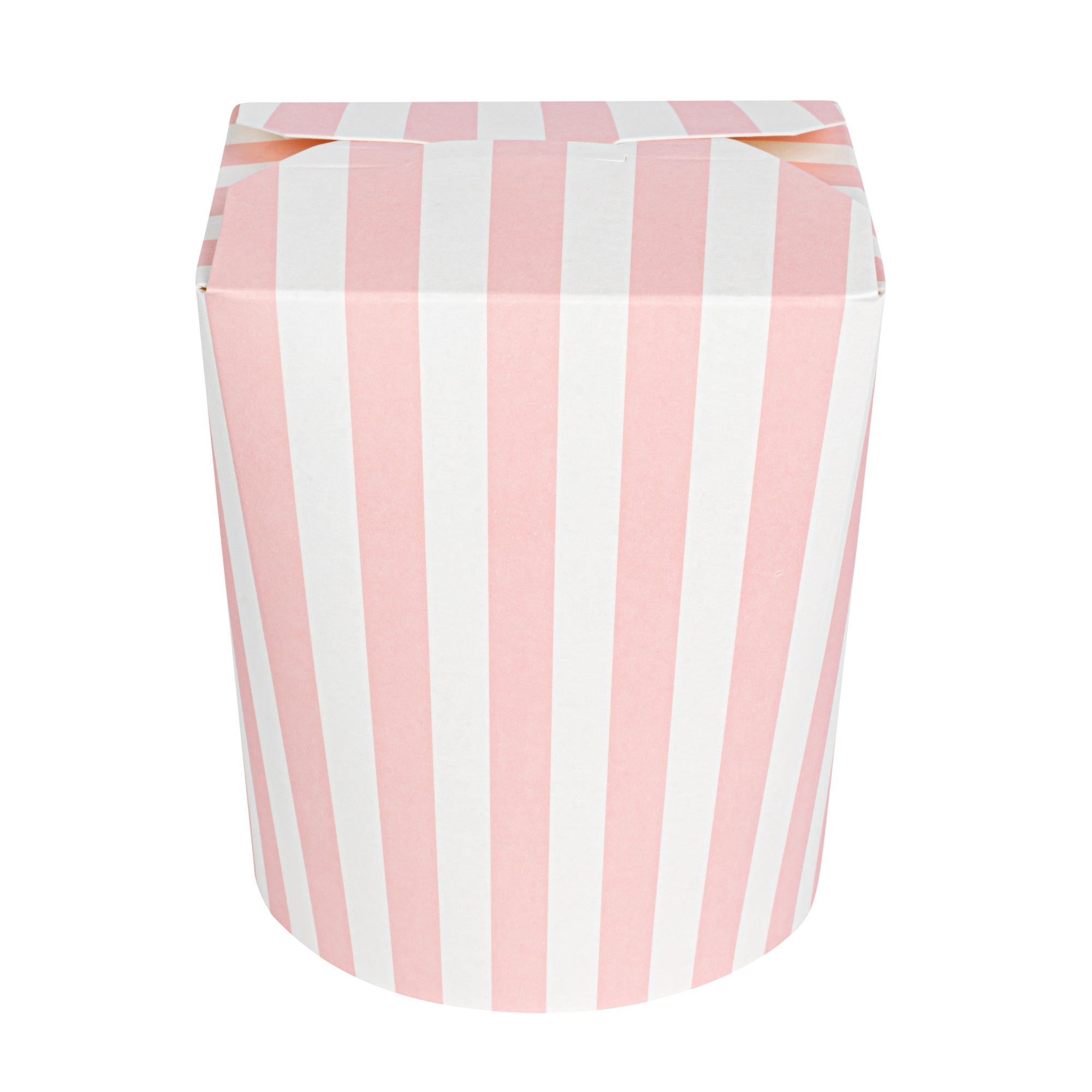 Bio Tek 16 oz Round Pink and White Stripe Paper Noodle Take Out Container - 3 1/4" x 3" x 4" - 200 count box