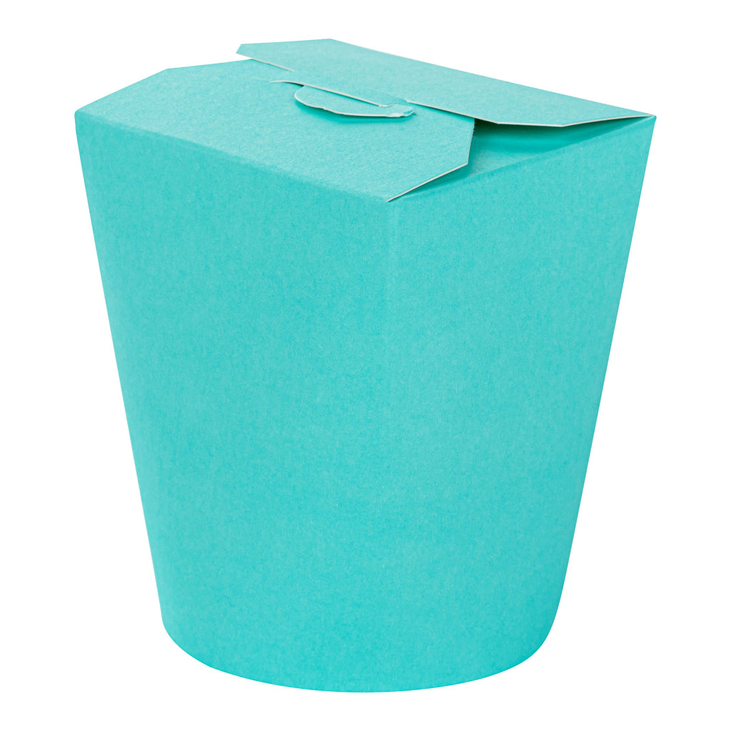 Bio Tek 16 oz Round Turquoise Paper Noodle Take Out Container - 3 1/4" x 3" x 4" - 50 count box