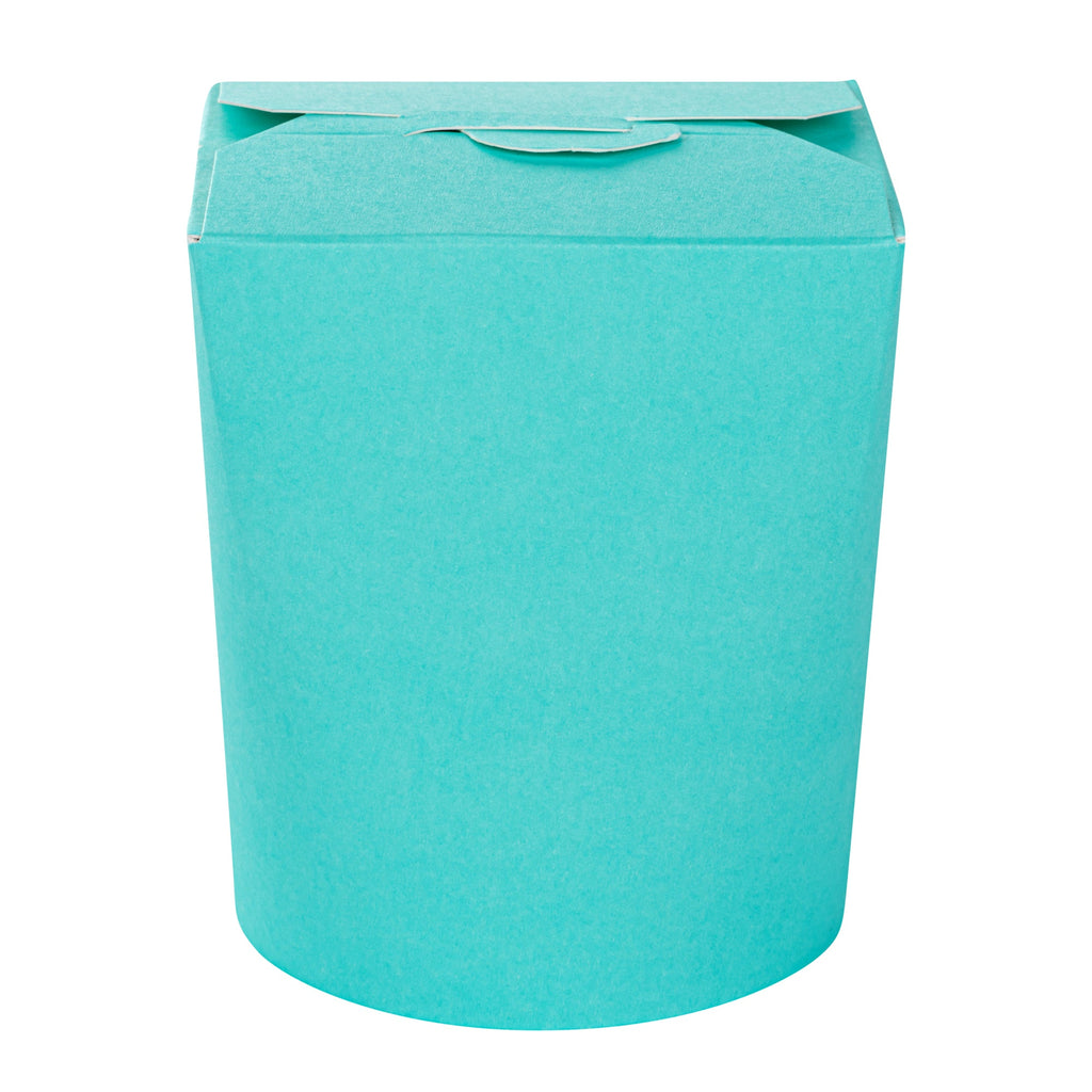 Bio Tek 16 oz Round Turquoise Paper Noodle Take Out Container - 3 1/4" x 3" x 4" - 50 count box