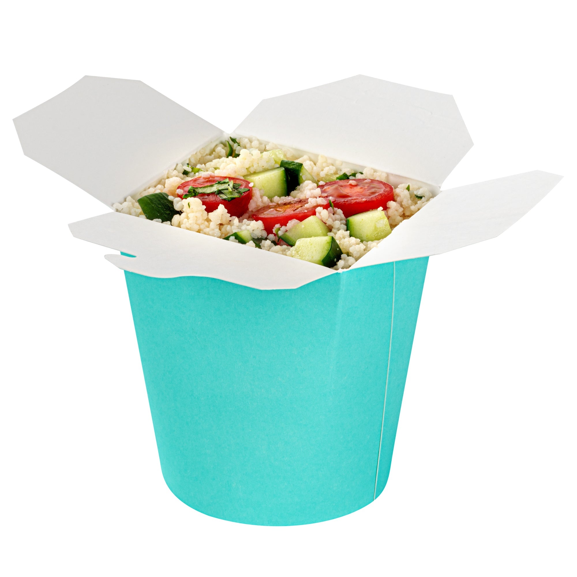 Bio Tek 16 oz Round Turquoise Paper Noodle Take Out Container - 3 1/4" x 3" x 4" - 200 count box