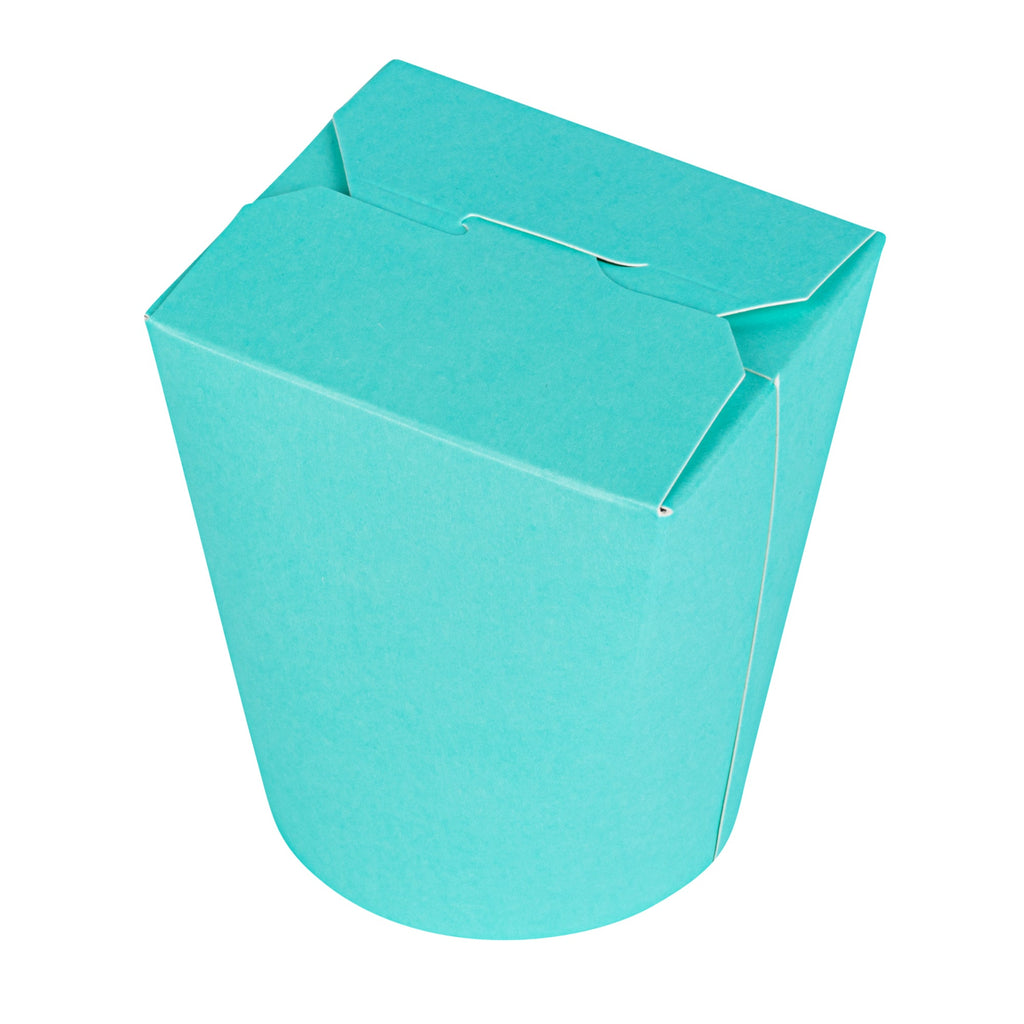 Bio Tek 16 oz Round Turquoise Paper Noodle Take Out Container - 3 1/4" x 3" x 4" - 200 count box