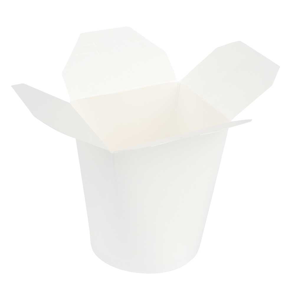 Bio Tek 16 oz Round White Paper Noodle Take Out Container - 3 1/4" x 3" x 4" - 50 count box