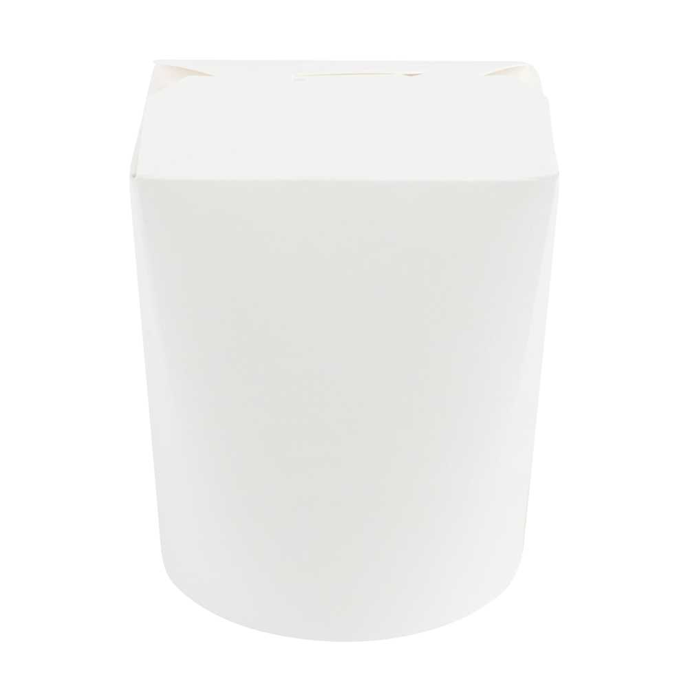 Bio Tek 16 oz Round White Paper Noodle Take Out Container - 3 1/4" x 3" x 4" - 50 count box