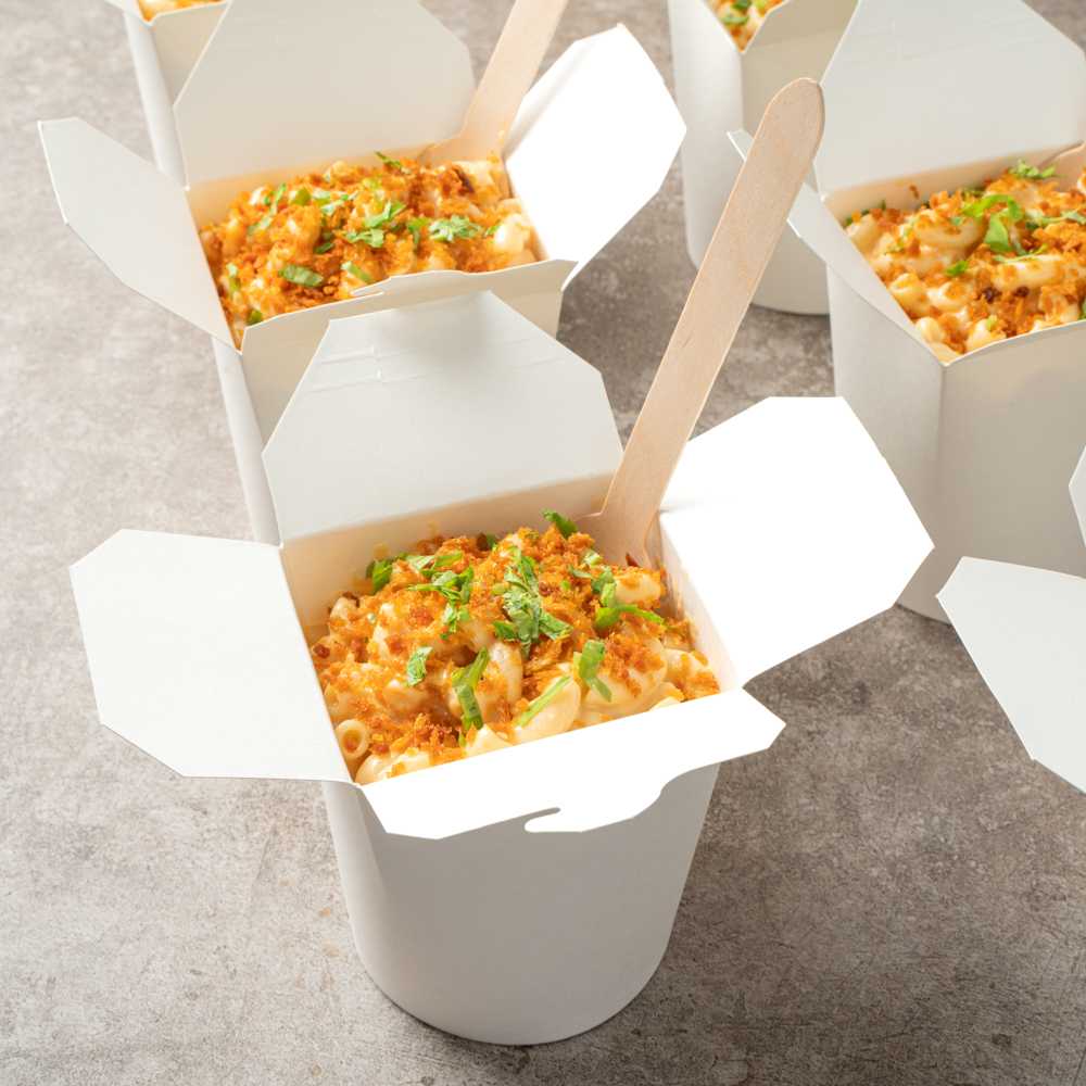 Bio Tek 16 oz Round White Paper Noodle Take Out Container - 3 1/4" x 3" x 4" - 50 count box