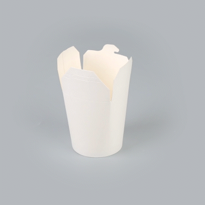 Bio Tek 16 oz Round White Paper Noodle Take Out Container - 3 1/4" x 3" x 4" - 200 count box