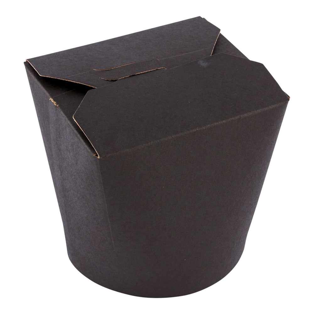 Bio Tek 26 oz Round Black Paper Noodle Take Out Container - 4" x 3 1/2" x 3 3/4" - 50 count box