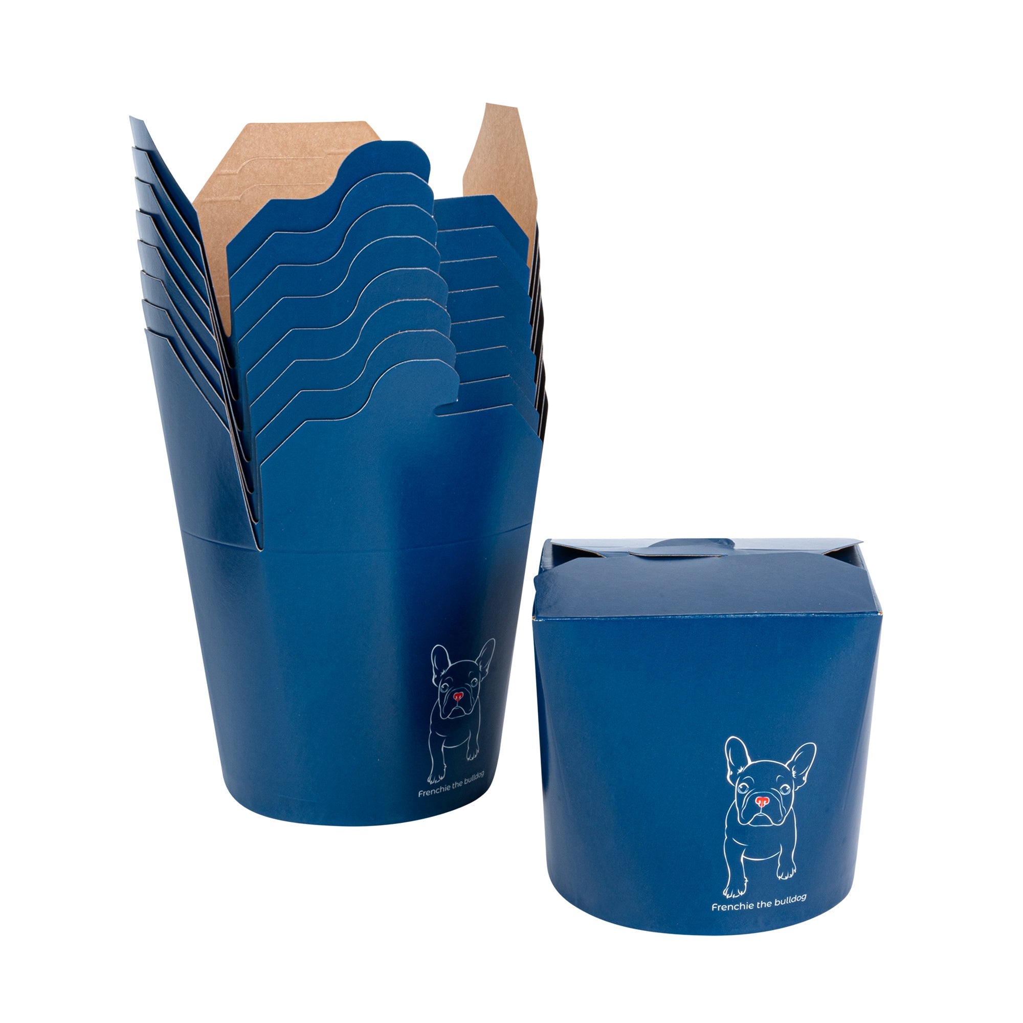 Bio Tek 26 oz Round Frenchie Paper Noodle Take Out Container - 4" x 3 1/2" x 3 3/4" - 50 count box