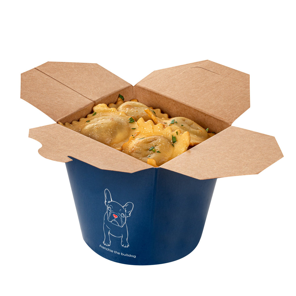 Bio Tek 26 oz Round Frenchie Paper Noodle Take Out Container - 4" x 3 1/2" x 3 3/4" - 200 count box