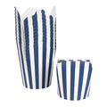 Bio Tek 26 oz Round Blue and White Stripe Paper Noodle Take Out Container - 4" x 3 1/2" x 3 3/4" - 50 count box